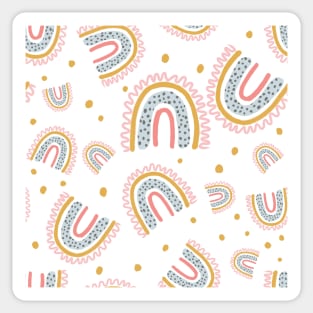 cute boho rainbow pattern white Sticker